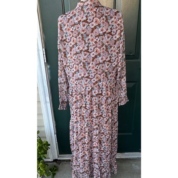 NWT Costamani Sophia Maxi Dress M Floral Brown Purple Daisy Print Modest Danish - Picture 6 of 9